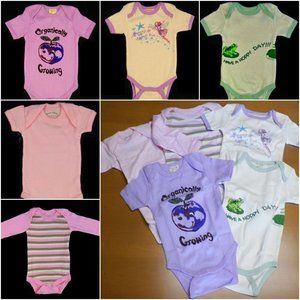 6-12 Months Lot Of 5 EcoBaby Organics Cotton 1-Piece Onesie